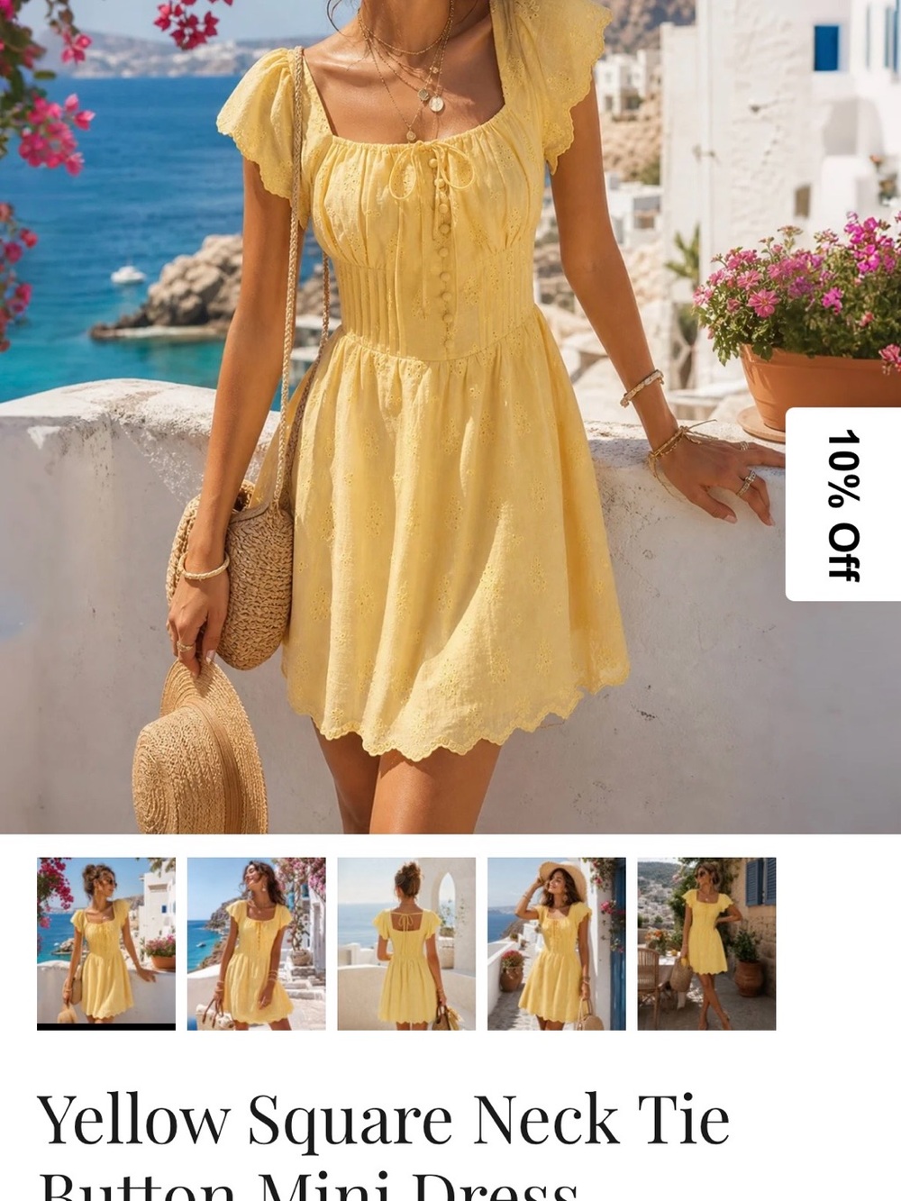 RIHOAS Yellow Eyelet Halter Ruffle Mini Dress - Picture 8 of 9